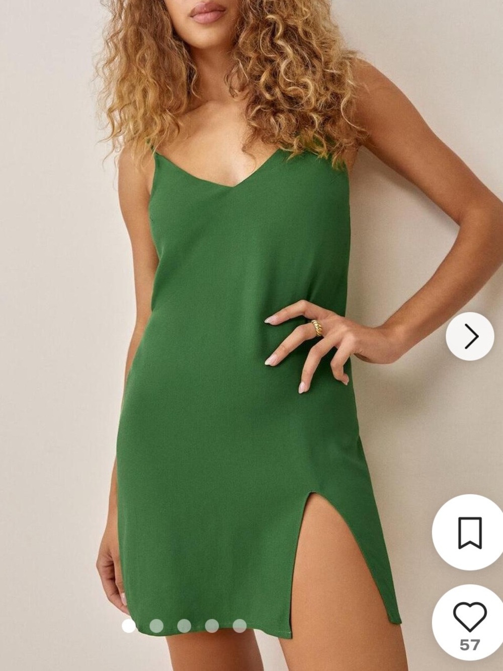 Reformation Marlowe Ventura Green Slip Cocktail Dress 💚